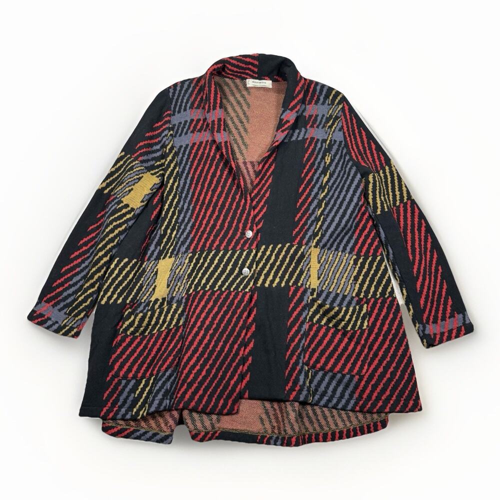 Anthropologie Aldomartins Cardigan Coat Size M Plaid Wool Cashmere Blend Long